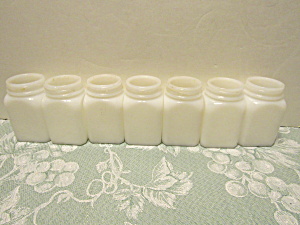 Vintage Milk Glass Plain Square Spice Jars  (Image1)