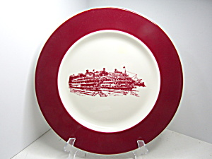 Vintage Syracuse China Red Ship Dinner Plate