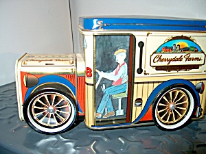 Vintage Cherrydale Farms Coin Bank Truck Tin (Image1)