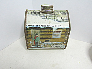 Vintage Absolutely Pure Maple Syrup Log Cabin Tin (Image1)