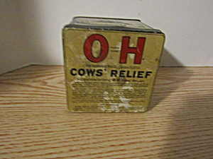 Vintage Our Husbands' O H Cows' Relief Tin (Image1)