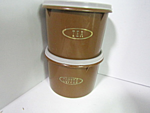 Vintage Tupperware Round Brown Coffee/tea Canister Set