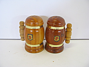 Vintage Wooden Mugs Salt & Pepper Shaker Set