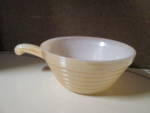 Click here to enlarge image and see more about item ahplusterware10c: Vintage Fire King Peach Lusterware Handled Soup Bowl