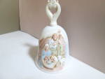 Click here to enlarge image and see more about item cbhol10i: Holiday Homco Embossed Nativity Porcelain Bell