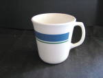Click here to enlarge image and see more about item cuid1ae: Corelle Coffee Cup Jennie Wide Blue Thin Green Band