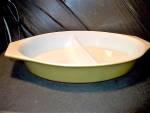 Click here to enlarge image and see more about item cverde3x: Vintage Pyrex Verde Diveded Veg. Serving Dish