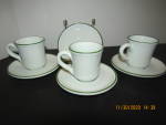 Click here to enlarge image and see more about item excss4h: Gallo Design White With Green Trim Cup & Saucer Set