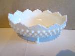 Click here to enlarge image and see more about item fenmg8h: Vintage Hobnail Oval Candy Milk Glass Dish