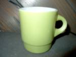 Click here to enlarge image and see more about item fkcup3m: Fire King Green Coffee Mugs
