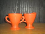 Click here to enlarge image and see more about item hao21t: Vintge Hazel Atlas Orange Sugar & Creamer Set