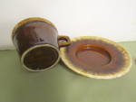 Click to view larger image of Vintage Hull Mirror Brown Drip Cup & Saucer Set (Image2)