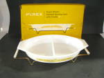 Click to view larger image of Vintage Pyrex Royal Wheat Divided Dish/Cradle in Box (Image1)