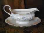 Click here to enlarge image and see more about item jhbgar2f: Johann Haviland  Blue Garland Attacted Plate Gravy Boat