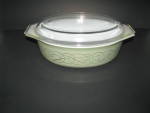 Click here to enlarge image and see more about item jpafs811:  Vintage Pyrex Promo Pattern Sage Scroll 045 2.5qt 