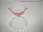 Click to view larger image of Vintage Pyrex Pink/White Gooseberry Covered Casserole (Image2)