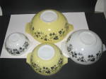 Click to view larger image of Vintage Pyrex Black,Yellow,White Gooseberry Bowls   (Image2)
