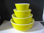 Click here to enlarge image and see more about item jprn102: Vintage Pyrex Yellow Nesting Bowls Set 