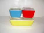 Click to view larger image of Pyrex Refrigerator Dishes Primary Colors  (Image2)