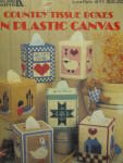 Click here to enlarge image and see more about item LA411o: Leisure Arts Country Tissue Boxes Plastic Canvas #411