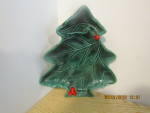 Click here to enlarge image and see more about item lhc8s: Vintage Lefton Green Holly Christmas Tree Dish