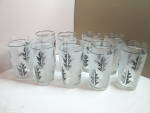 Click here to enlarge image and see more about item lslsf10h: Vintage Libbey Silver Foliage Juice Glasses