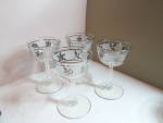 Click here to enlarge image and see more about item lslsf4h: Vintage Libbey Silver Leaf Stemmed Cordial Glasses