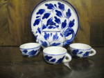 Click here to enlarge image and see more about item mintureteasets6: Vintage Blue Art Design  Miniature Tea Set