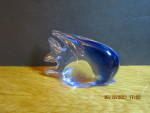 Click here to enlarge image and see more about item pwglassmg9a: Vintage Heavy Glass Paperweight Blue/Clear SunFish