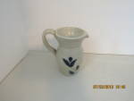 Click here to enlarge image and see more about item vadsmpc6g: Vintage Blue & Gray Clay Pottery Mini Pitcher