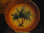 Click here to enlarge image and see more about item varwp7i: Art Decor Tropical Oasis Brown Palm Tree Plate