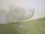 Click here to enlarge image and see more about item vbwed8f: Vintage Etched Floral & Leaf Design Cocktail Glass 
