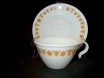 Click here to enlarge image and see more about item vccgbf12abc: Vintage Corelle Buterfly Gold  Hook Handle Cup/Saucer