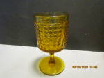 Click here to enlarge image and see more about item vcgag14b: Vintage Richards&Hartley Ribs Dots Flower Amber Goblet