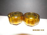 Click here to enlarge image and see more about item vcgag15c: Vintage Early American Heavy Amber Paneled Nut Dishes