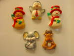 Click here to enlarge image and see more about item vcmchristmas7a: Collectibles Vintage Christmas Animal Snowmen Magnets