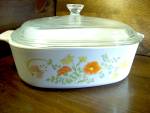 Click here to enlarge image and see more about item vcsbwf2l: Vintage Corning Spring Bouquet/Wildflower Casserole