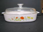 Click here to enlarge image and see more about item vcsbwf5m: Vintage SpringBouquet/Wildflower 1 Qt Covered Casserole