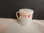 Click here to enlarge image and see more about item vdccca4a: Collectible Covered Coffee Cup Happy Birthday Mug