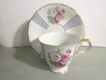 Click here to enlarge image and see more about item vdcss7: Vintage Norleans Gray Striped Teacup & Saucer