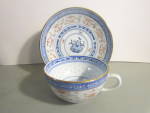 Click here to enlarge image and see more about item vdcss8: Vintage China Oriental Blue Teacup & Saucer