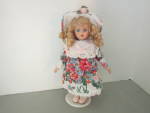 Click here to enlarge image and see more about item vdollc8: Vintage Porcelain Doll Country Girl