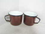 Click here to enlarge image and see more about item vewayb4g: Vintage Graniteware Enamelware Brown Coffee Mugs