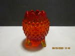 Click here to enlarge image and see more about item vgafenton2b: Vintage Glass Fenton Amberina Hobnail Rose Bowl