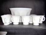 Click here to enlarge image and see more about item vhamg7b: Thumbprint Milk Glass Punch Bowl Set