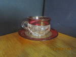 Click here to enlarge image and see more about item vigrf7c: Vintage Indiana Glass Ruby Flash Cup & Saucer Set