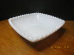 Click to view larger image of Vintage Milk Glass Shallow Square Floral Candy Dish (Image2)