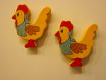 Click here to enlarge image and see more about item vmruss7: Vintage Russ Fridge Magnets Rooster Set