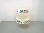 Click here to enlarge image and see more about item vpcfestival1: Vintage Pyrex Store-N-See Country Festival Canister Set