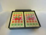 Click here to enlarge image and see more about item vpcvset7a: Vintage Plastic Cherry Dots Playing Card Double Set